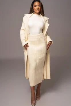 Ivory Take Me Home Ribbed Skirt*JLUXLABEL Sale