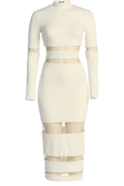 Ivory The One Mock Neck Midi Dress*JLUXLABEL Clearance