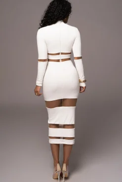 Ivory The One Mock Neck Midi Dress*JLUXLABEL Clearance