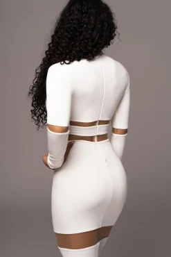 Ivory The One Mock Neck Midi Dress*JLUXLABEL Clearance