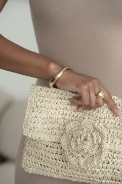 Ivory Woven Rose Clutch*JLUXLABEL Best