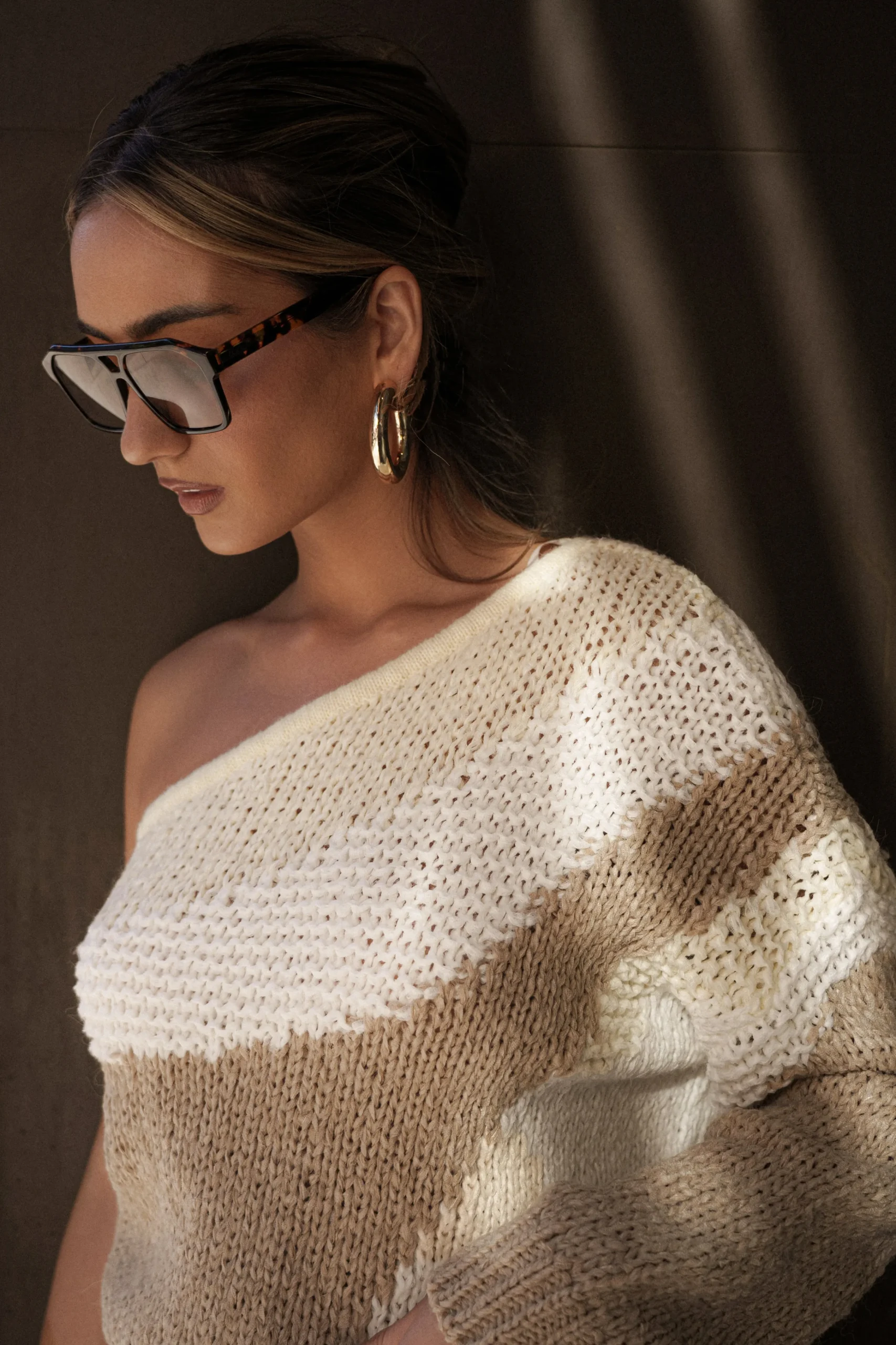 Ivory/Beige Hazel Sweater Knit Top*JLUXLABEL Online