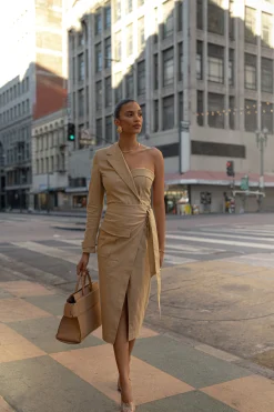 Khaki Amal One Shoulder Top*JLUXLABEL Fashion