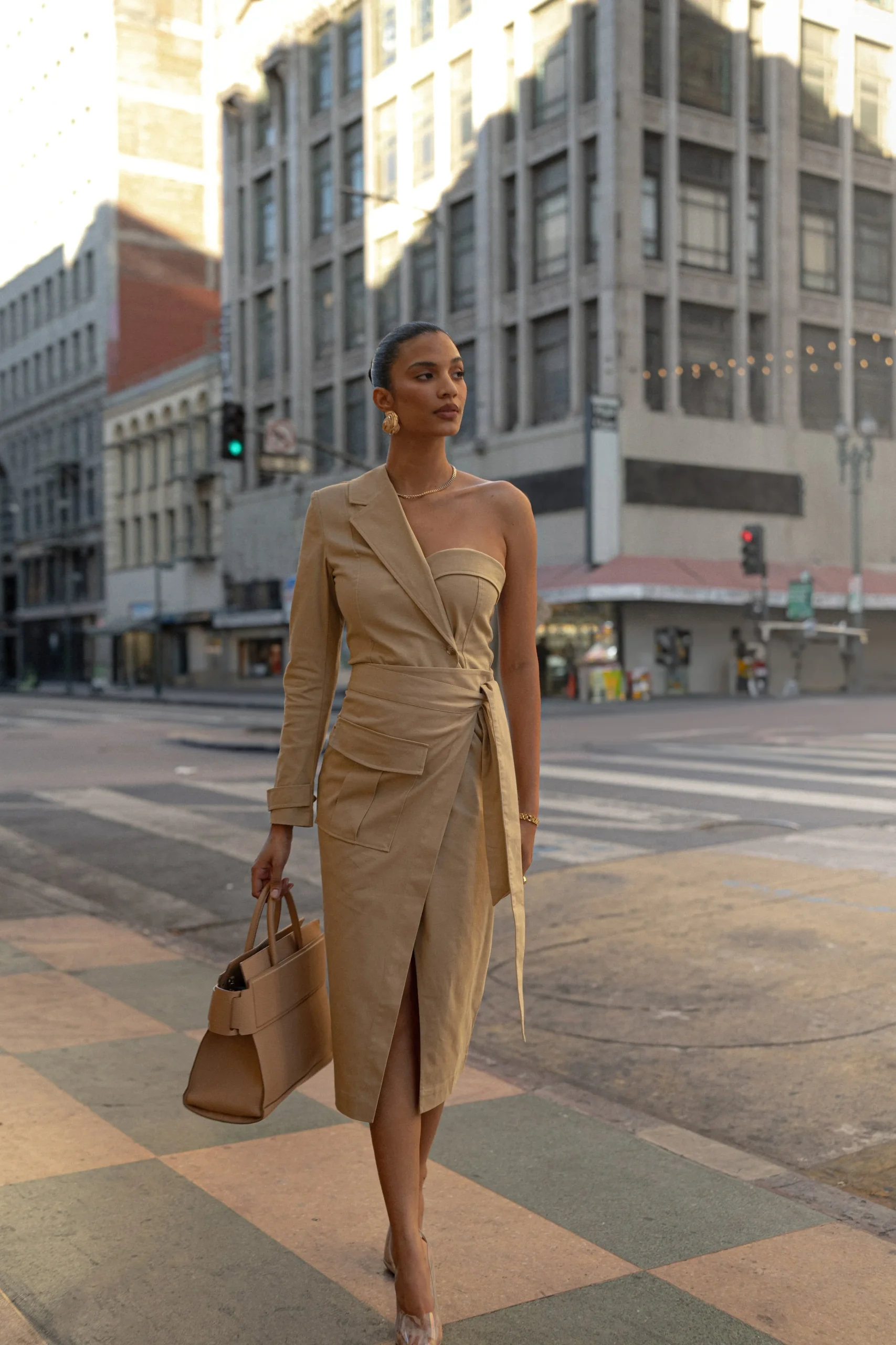 Khaki Amal One Shoulder Top*JLUXLABEL Fashion