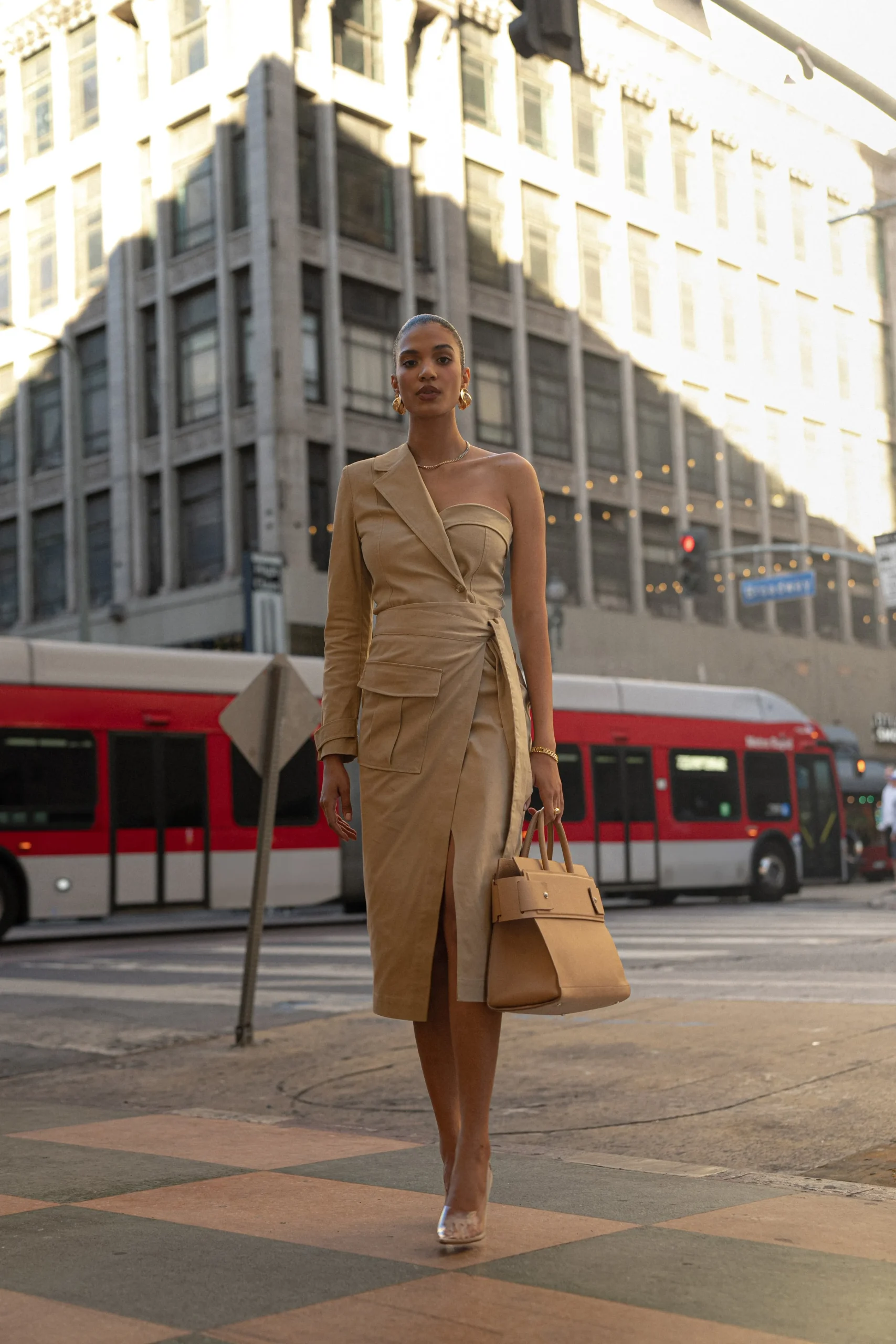 Khaki Amal One Shoulder Top*JLUXLABEL Fashion