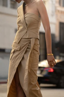 Khaki Amal One Shoulder Top*JLUXLABEL Fashion