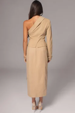 Khaki Amal One Shoulder Top*JLUXLABEL Fashion