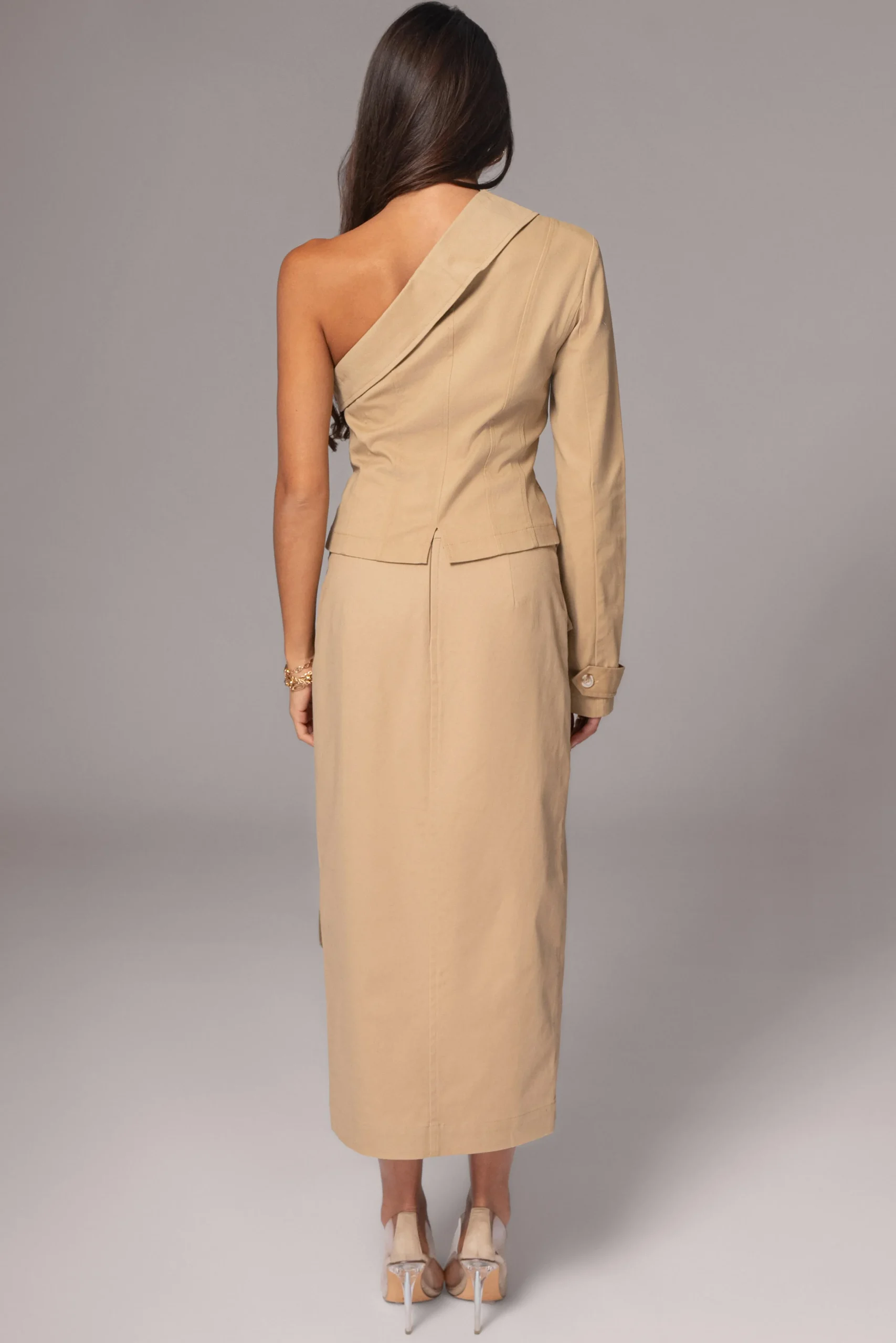 Khaki Amal One Shoulder Top*JLUXLABEL Fashion