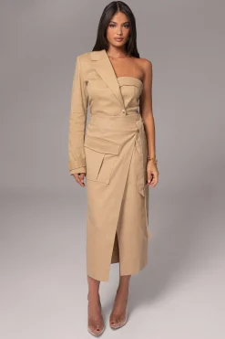 Khaki Amal One Shoulder Top*JLUXLABEL Fashion