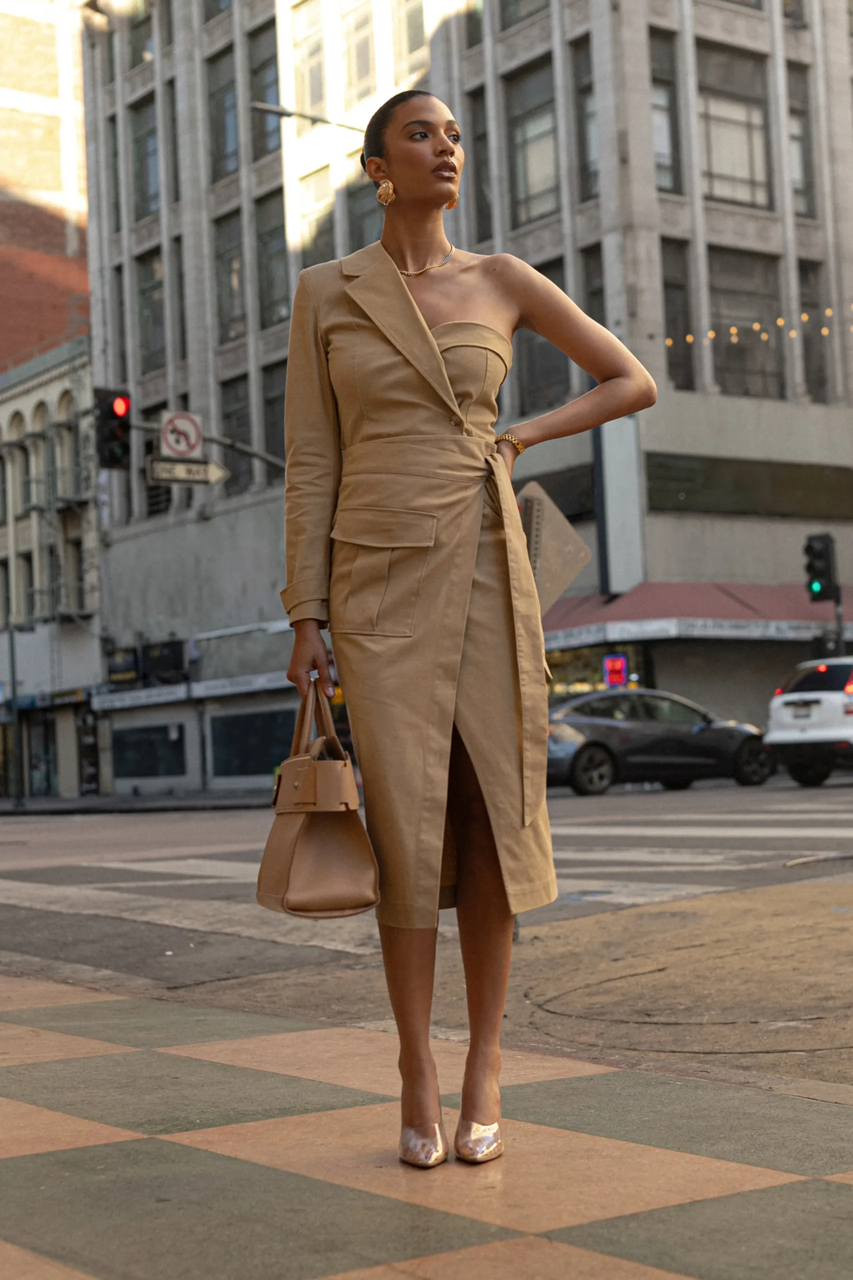 Khaki Amal One Shoulder Top*JLUXLABEL Fashion