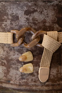 Khaki Marble Buckle Woven Belt*JLUXLABEL Sale