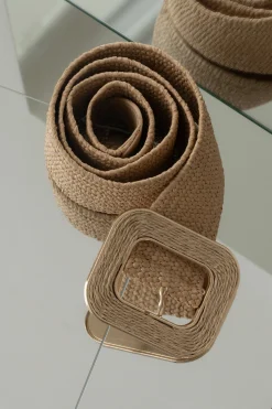 Khaki Square Buckle Woven Belt*JLUXLABEL Discount