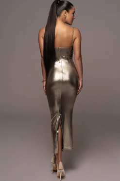 Light Gold Visions Of You Midi Dress*JLUXLABEL Clearance