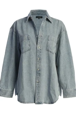 Light Wash Denim Brandi Oversized Button Up*JLUXLABEL Clearance