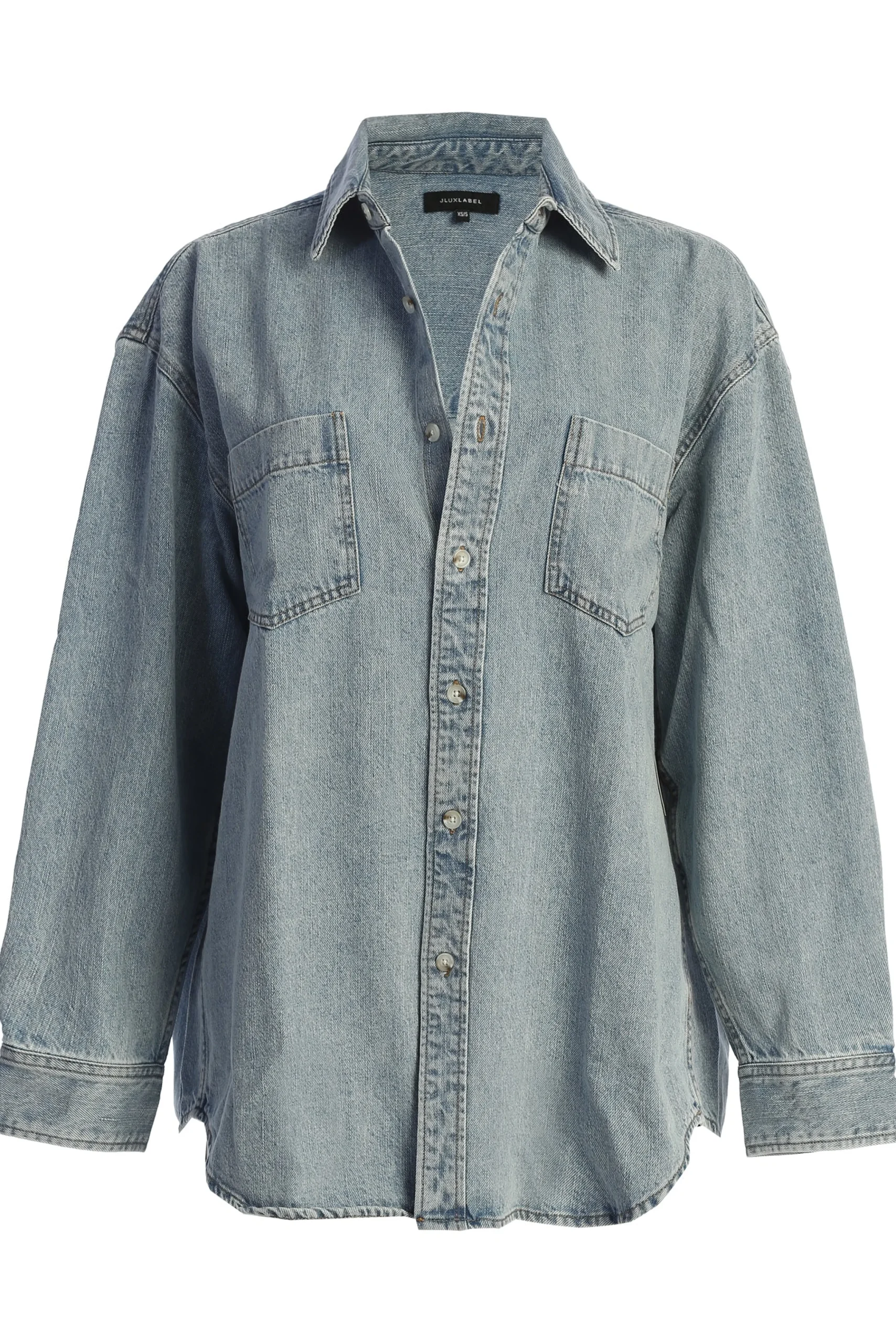 Light Wash Denim Brandi Oversized Button Up*JLUXLABEL Clearance