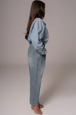 Light Wash Denim Brandi Oversized Button Up*JLUXLABEL Clearance