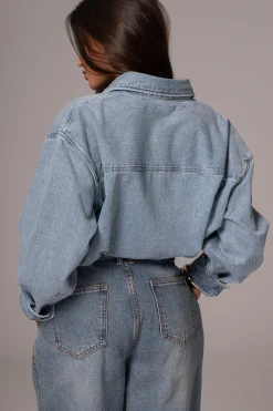 Light Wash Denim Brandi Oversized Button Up*JLUXLABEL Clearance