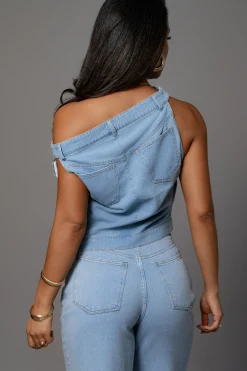 Light Wash Shanice Denim Top*JLUXLABEL Sale