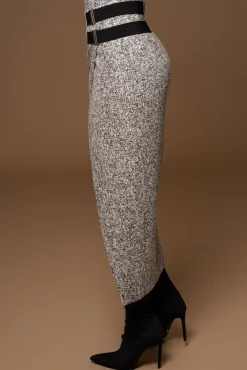 Lt. Grey Gisele Tweed Slit Skirt*JLUXLABEL Best