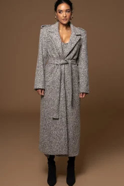Lt. Grey Savannah Belted Tweed Coat*JLUXLABEL Best