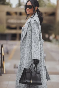 Lt. Grey Savannah Belted Tweed Coat*JLUXLABEL Best