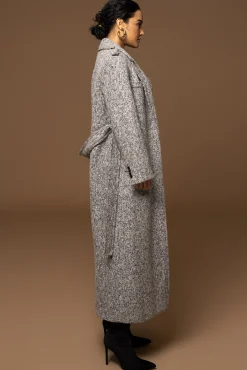 Lt. Grey Savannah Belted Tweed Coat*JLUXLABEL Best