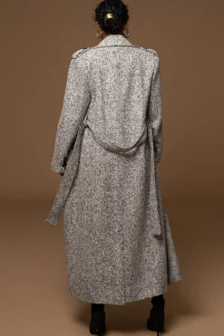 Lt. Grey Savannah Belted Tweed Coat*JLUXLABEL Best