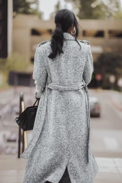 Lt. Grey Savannah Belted Tweed Coat*JLUXLABEL Best