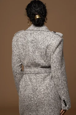 Lt. Grey Savannah Belted Tweed Coat*JLUXLABEL Best