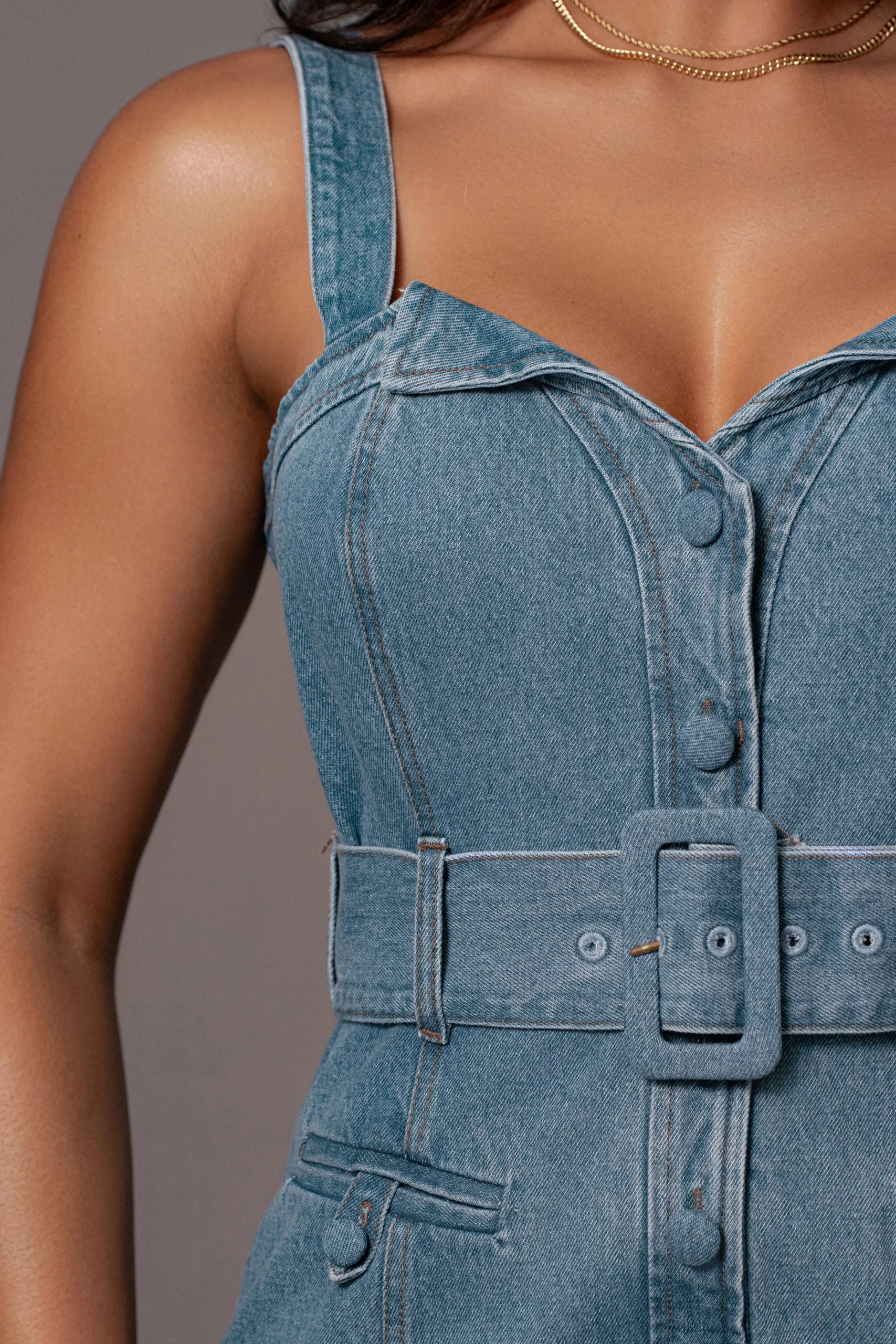 Medium Wash Celene Denim Maxi Dress*JLUXLABEL Clearance