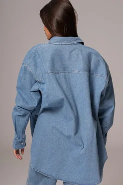 Medium Wash Denim Brandi Oversized Button Up*JLUXLABEL Outlet