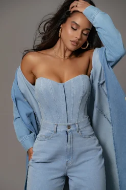 Medium Wash Denim Britney Corset*JLUXLABEL Sale