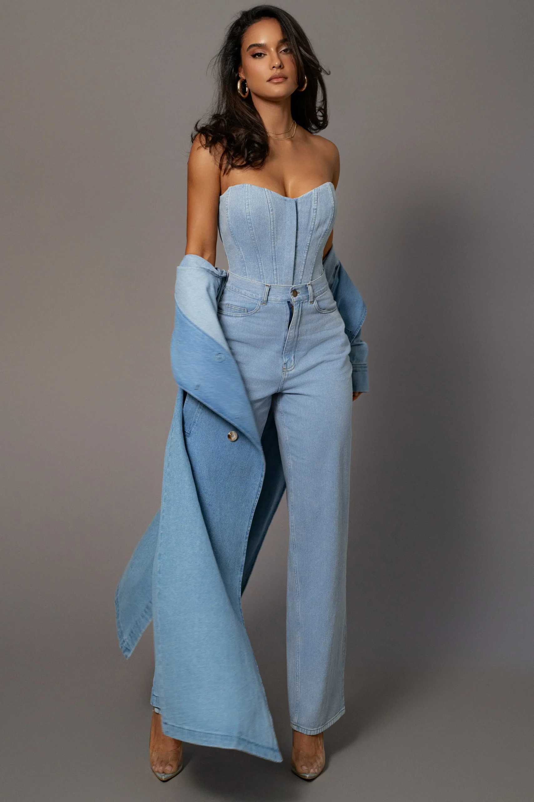 Medium Wash Denim Britney Corset*JLUXLABEL Sale