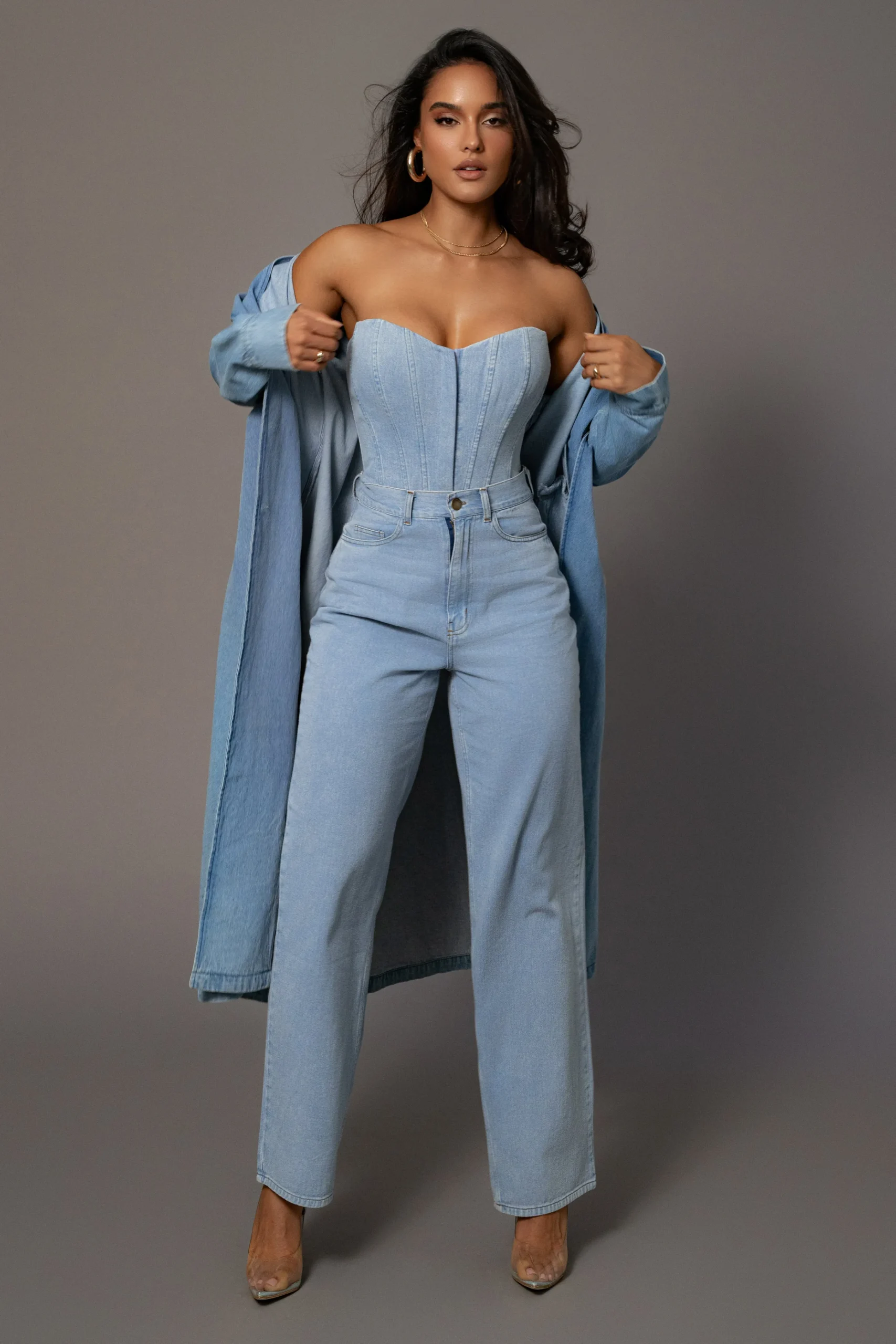 Medium Wash Denim Britney Corset*JLUXLABEL Sale