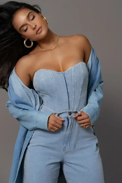 Medium Wash Denim Britney Corset*JLUXLABEL Sale