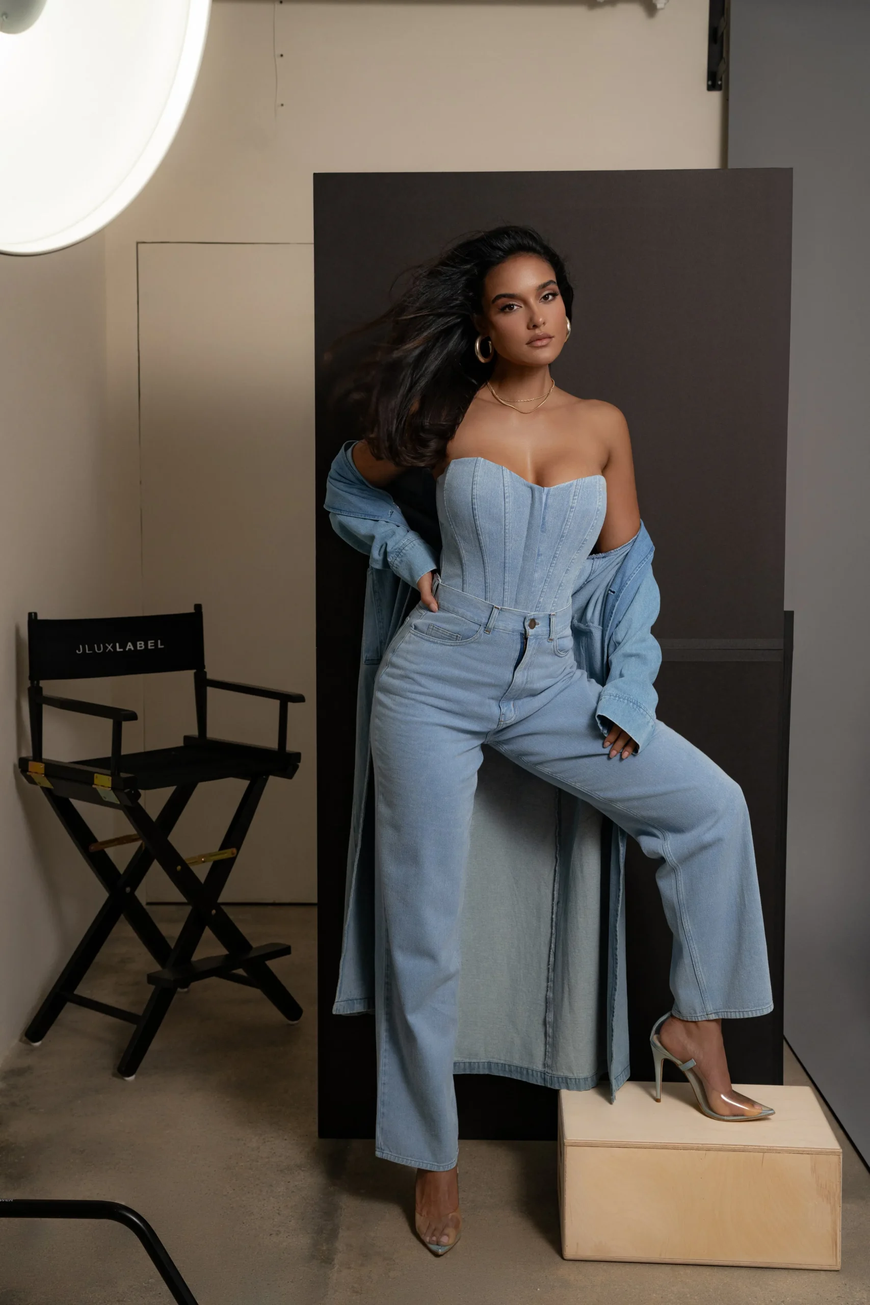 Medium Wash Denim Britney Corset*JLUXLABEL Sale