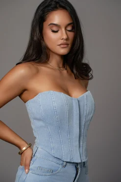 Medium Wash Denim Britney Corset*JLUXLABEL Sale