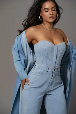 Medium Wash Denim Britney Corset*JLUXLABEL Sale