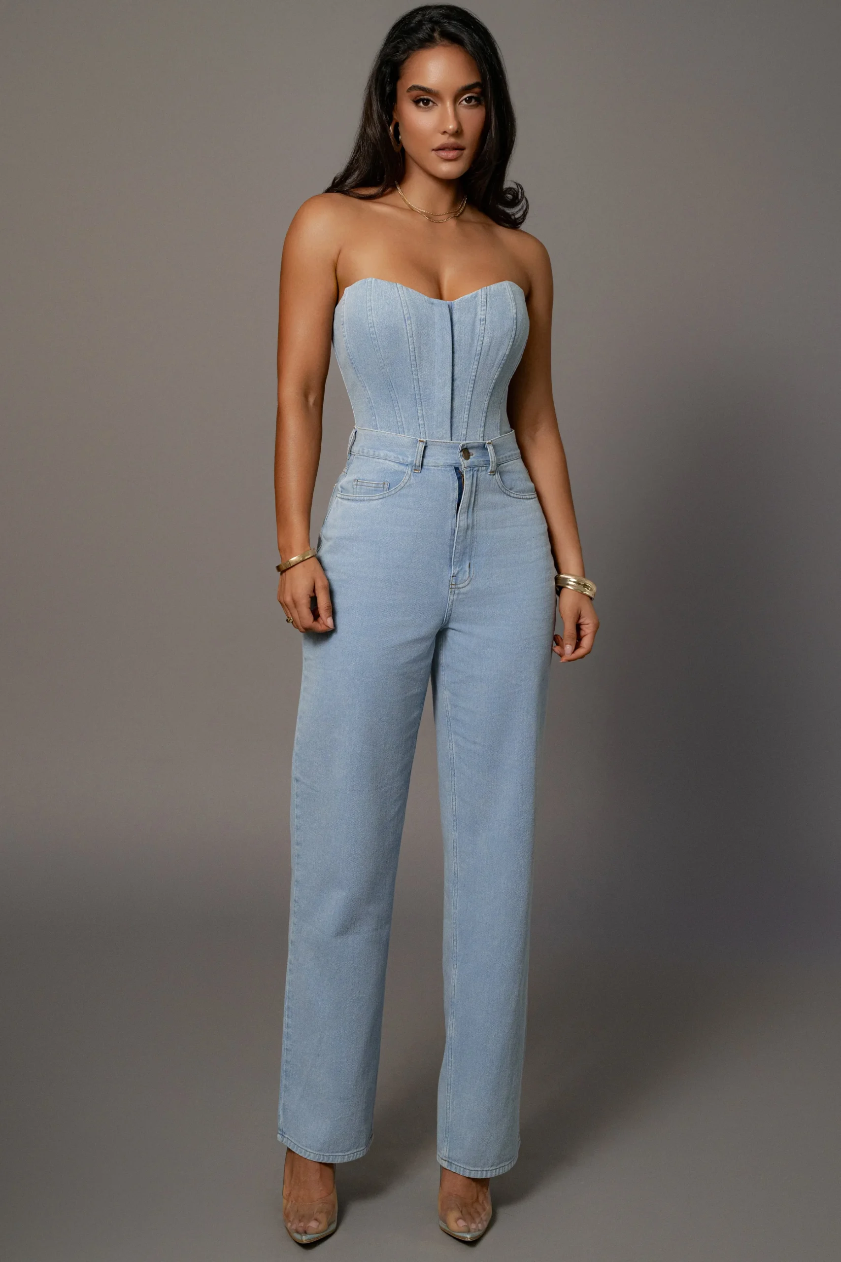 Medium Wash Denim Britney Corset*JLUXLABEL Sale