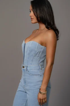 Medium Wash Denim Britney Corset*JLUXLABEL Sale