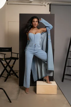 Medium Wash Denim Britney Corset*JLUXLABEL Sale