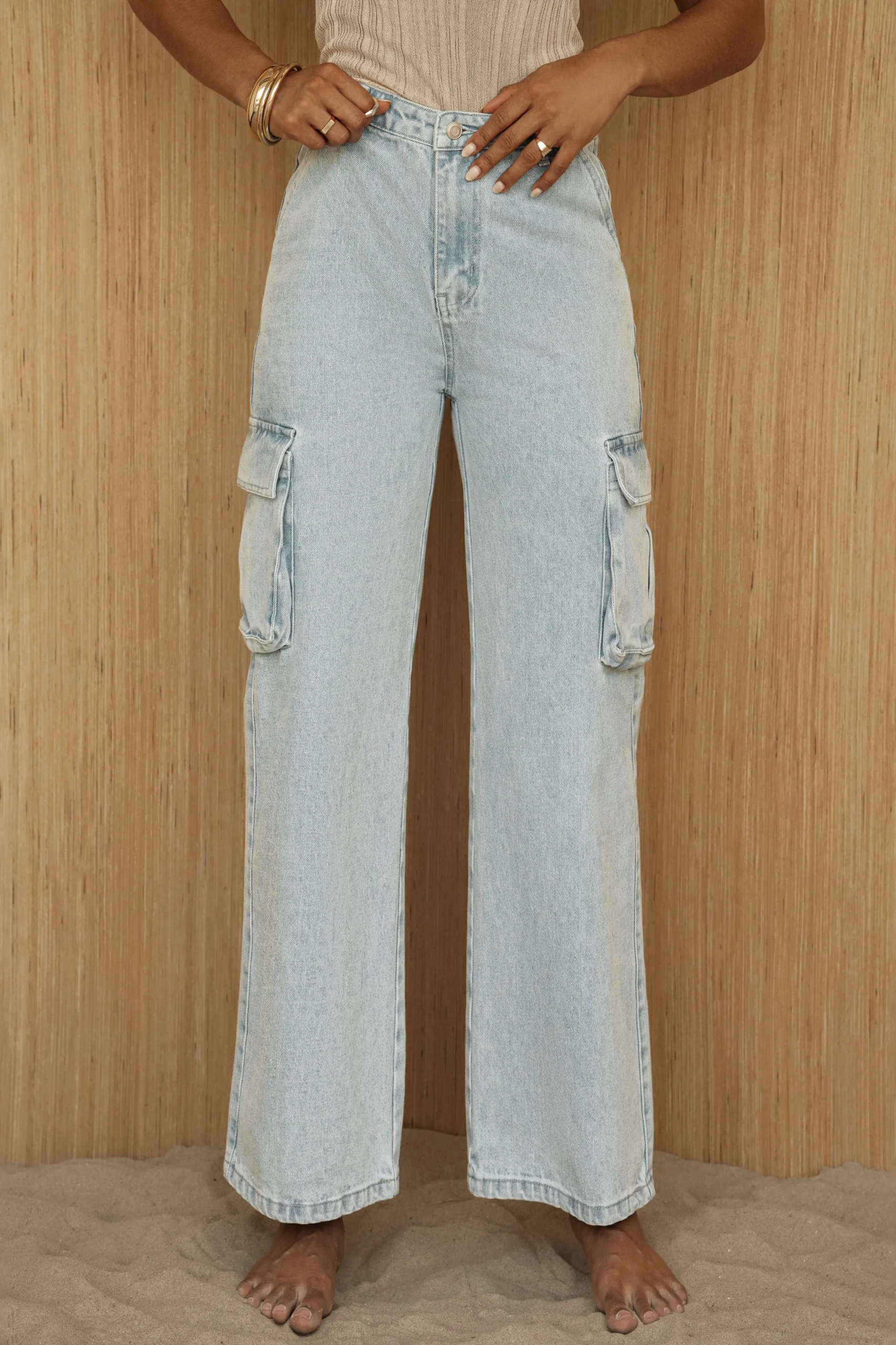 Medium Wash Denim Val Slouch Cargo Jeans*JLUXLABEL Best