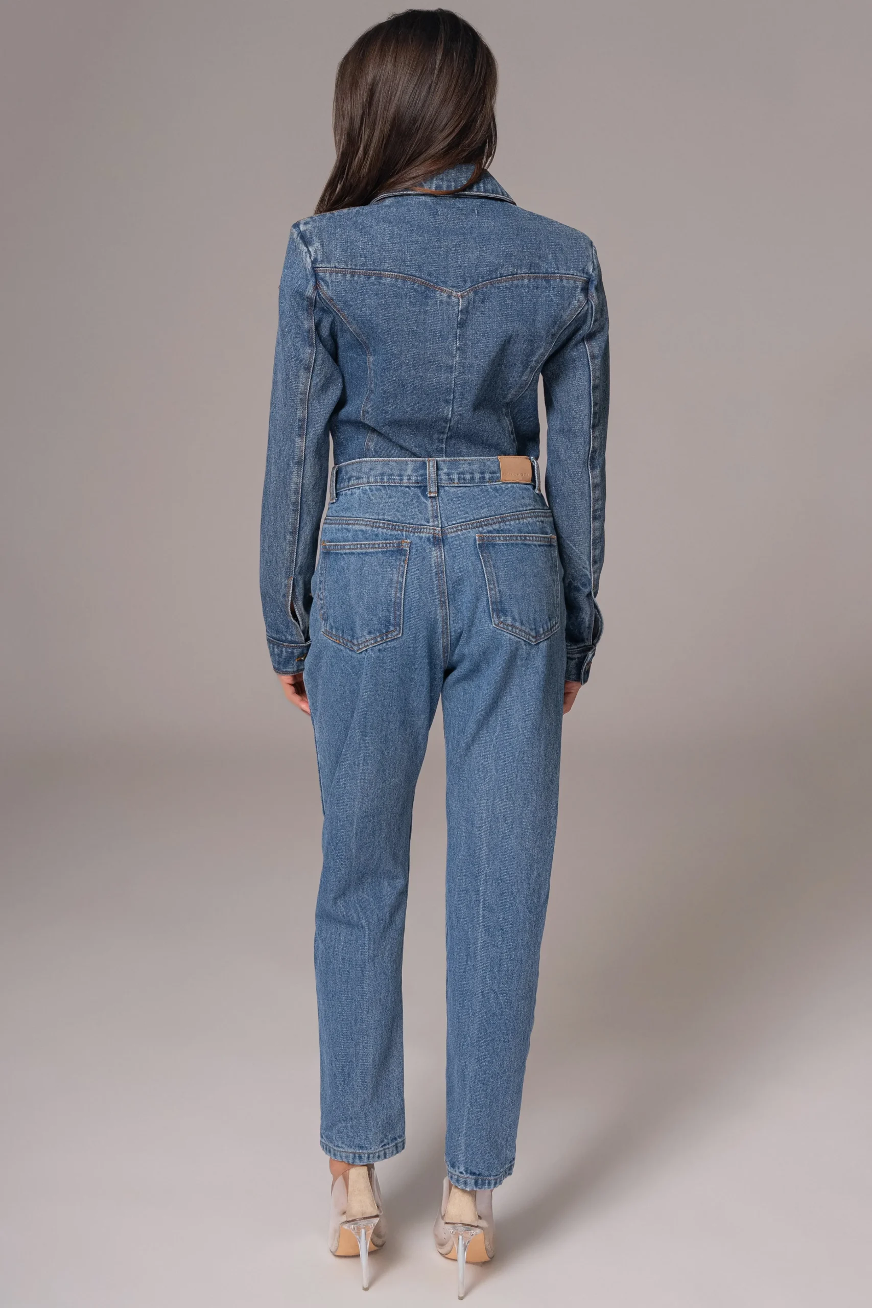 Medium Wash Dominica Structured Denim Bodysuit*JLUXLABEL Outlet