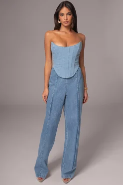 Medium Wash  Fenix Reversible Denim Corset*JLUXLABEL Fashion