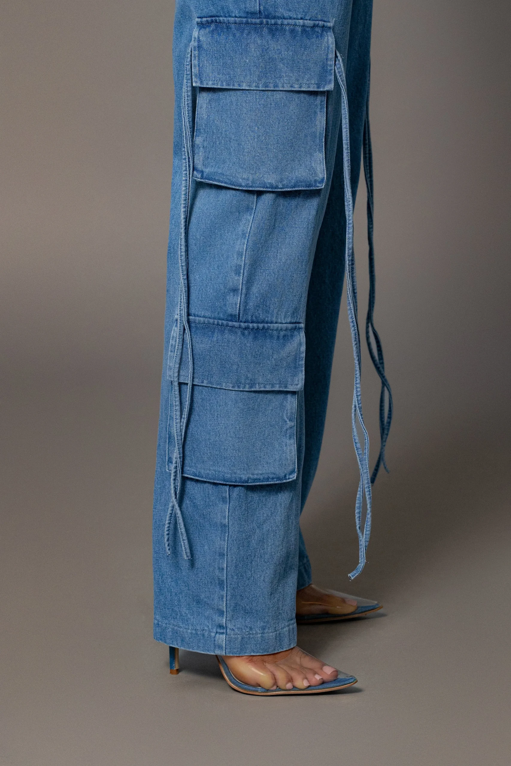 Medium Wash Jacinda Denim Utility Pants*JLUXLABEL Fashion