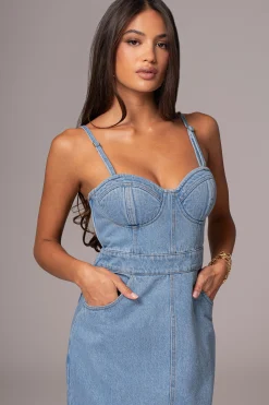 Medium Wash Mara Denim Bustier Dress*JLUXLABEL Fashion