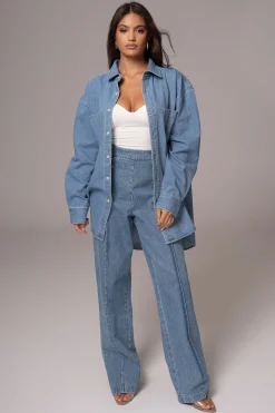 Medium Wash Stay Sharp Denim Trouser*JLUXLABEL Hot