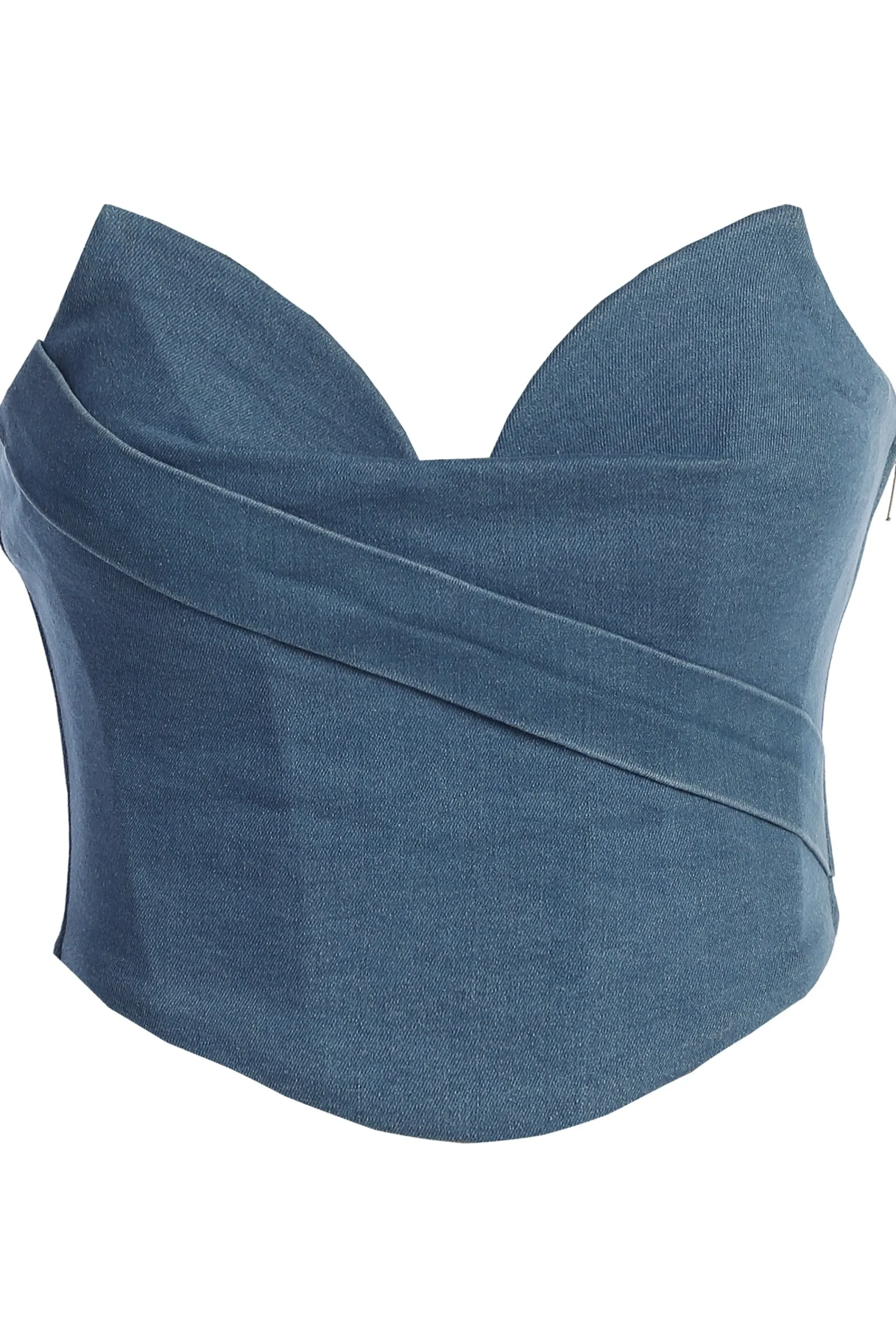 Medium Wash Teyana Denim Bustier*JLUXLABEL Clearance