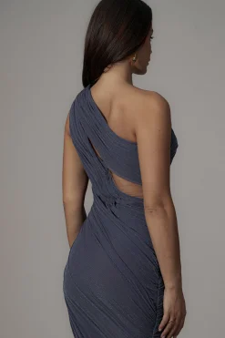 Midnight Blue Aura Shimmer Midi Dress*JLUXLABEL Fashion