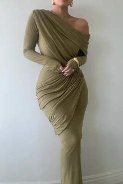 Moss Textured One Shoulder Bodysuit*JLUXLABEL Best